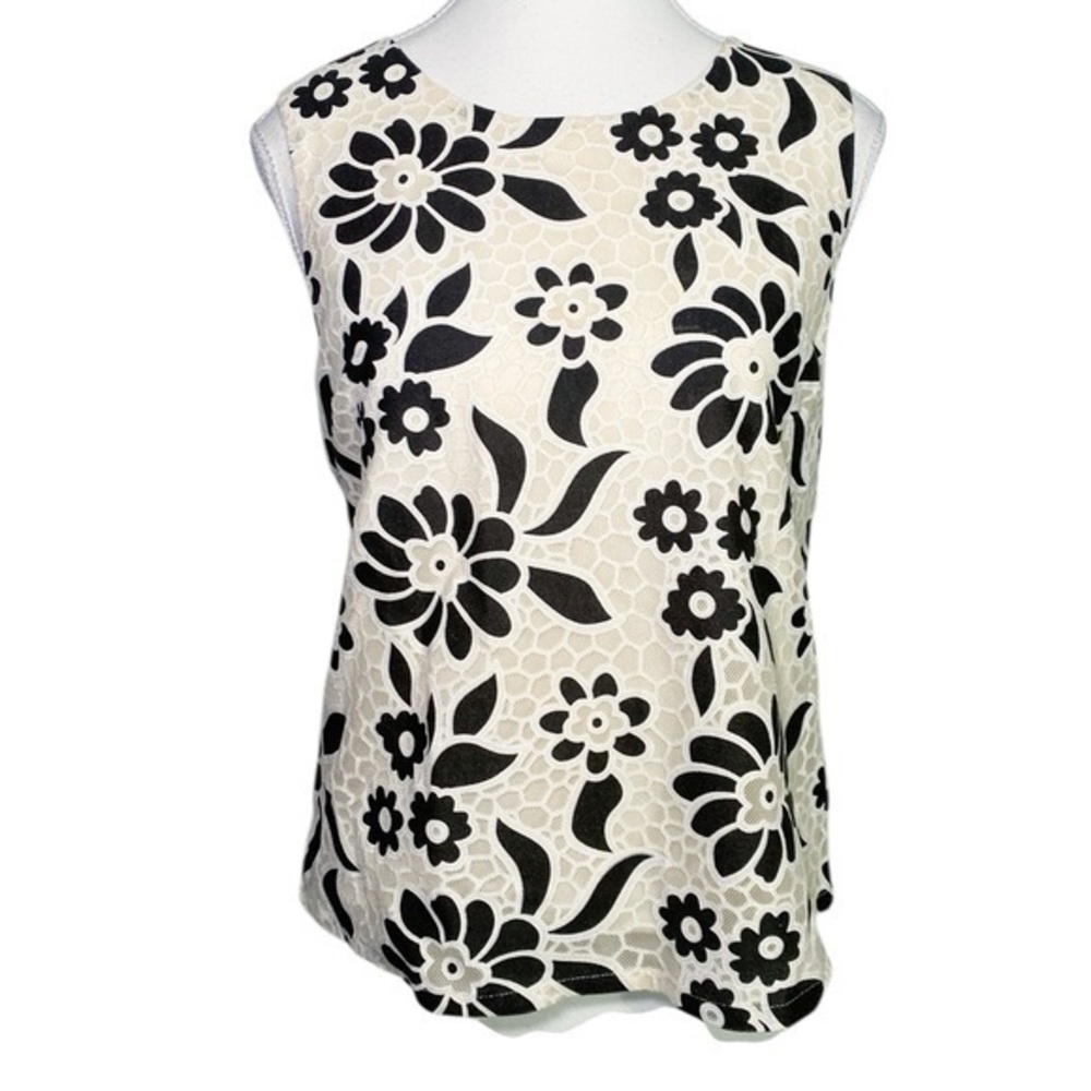 MM Couture Floral Black and White Sleeveless Top